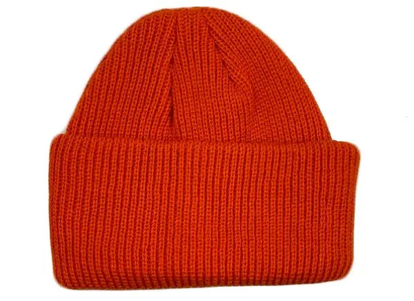 Front view of Orange Beanie by Dumbsmart New York