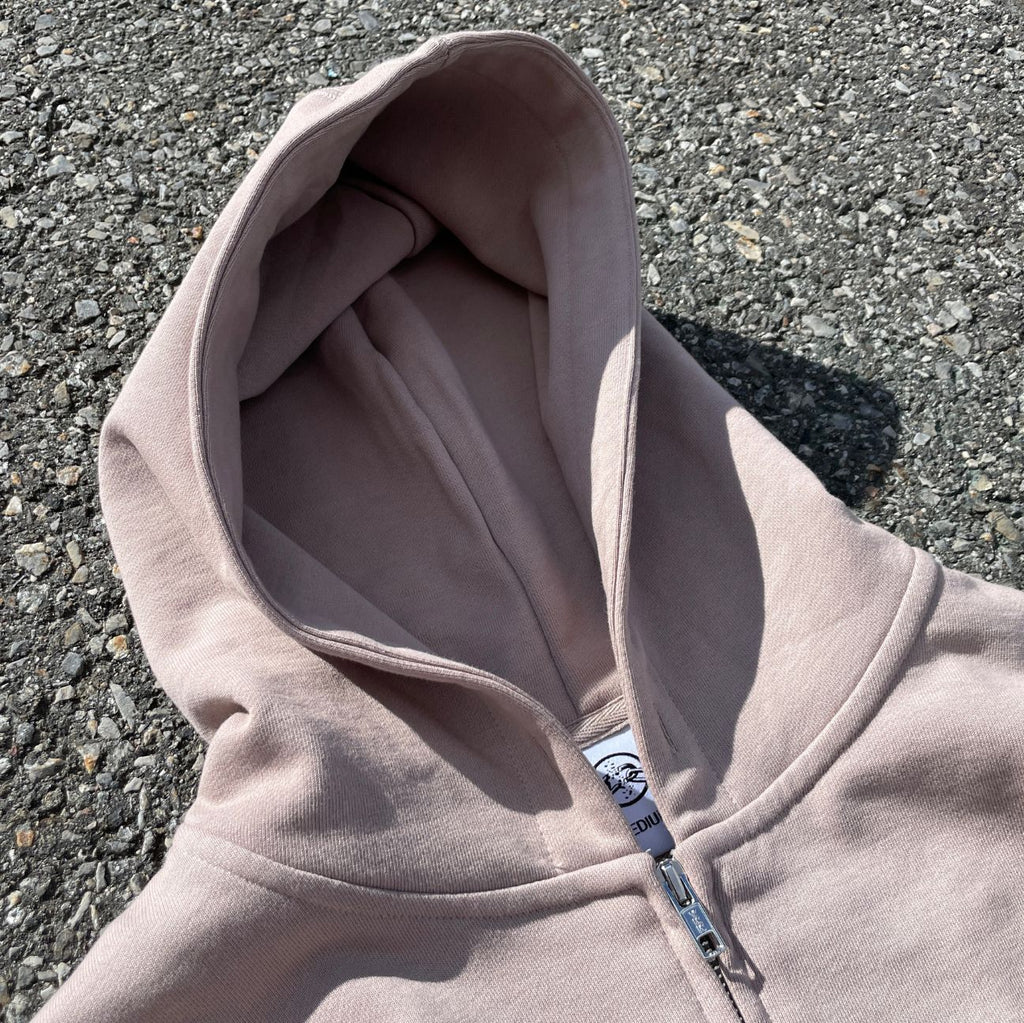 MUSHROOM GREY FRENCH TERRY ZIP HOODIE