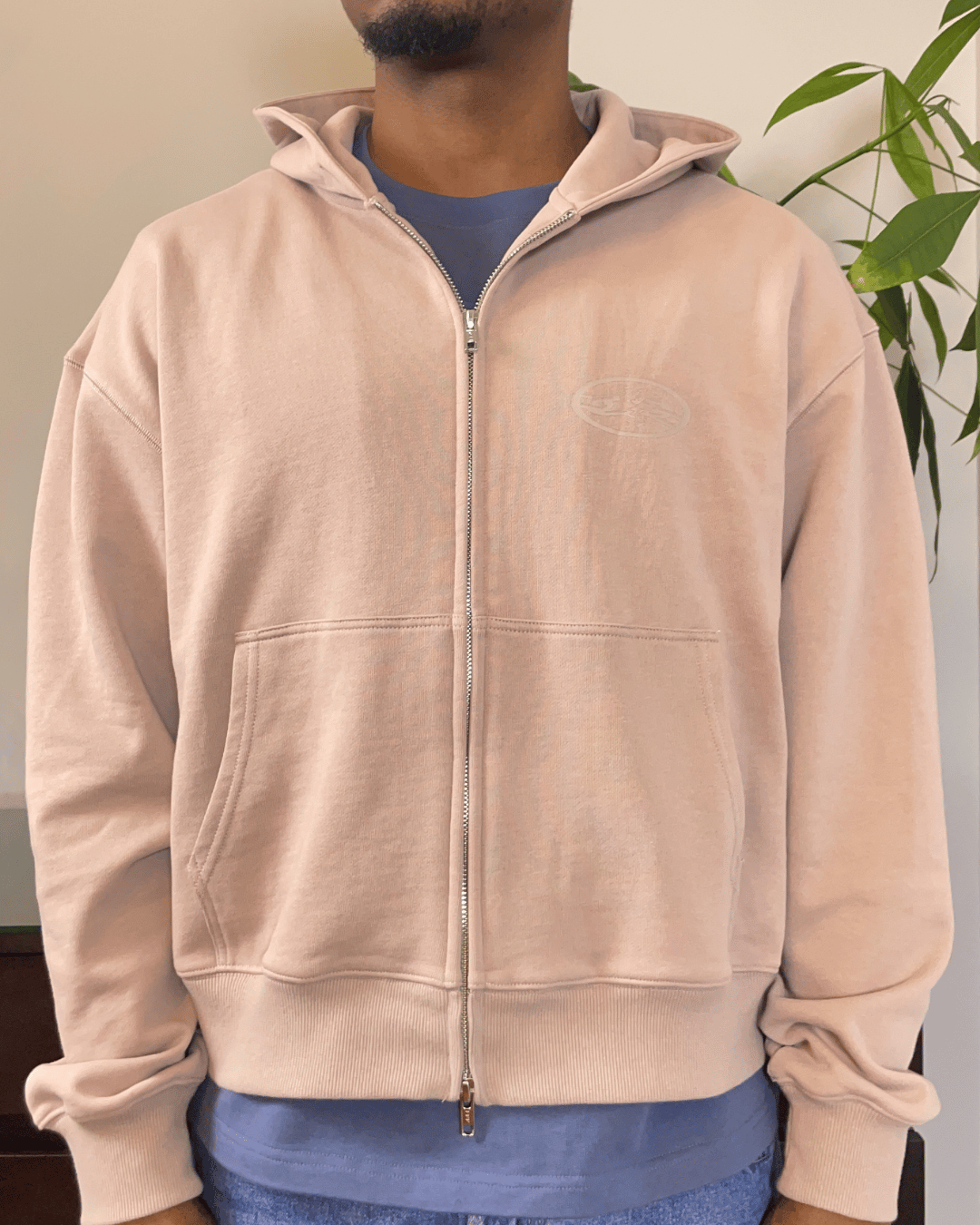 MUSHROOM GREY ZIP HOODIE