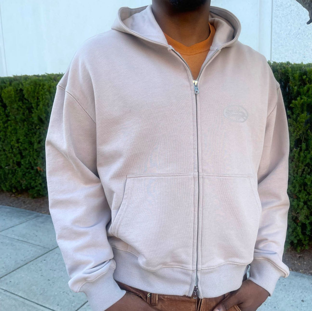 MUSHROOM GREY FRENCH TERRY ZIP HOODIE