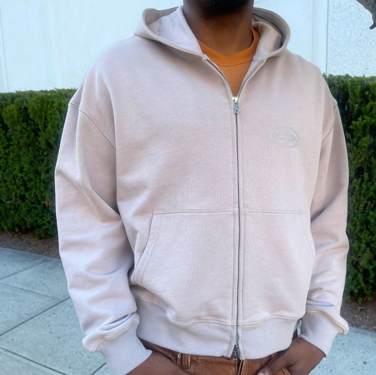 MUSHROOM GREY FRENCH TERRY ZIP HOODIE