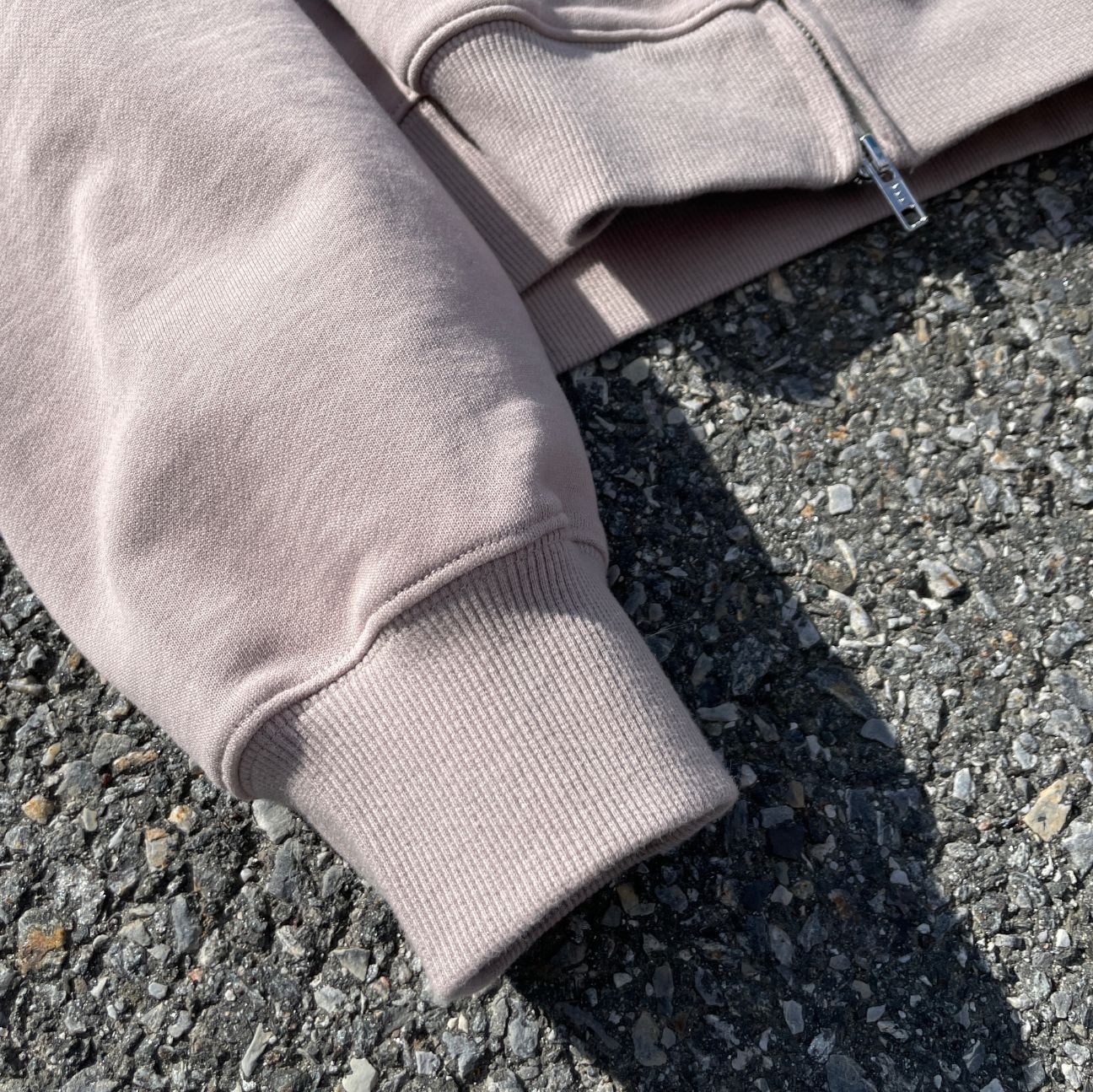 MUSHROOM GREY FRENCH TERRY ZIP HOODIE