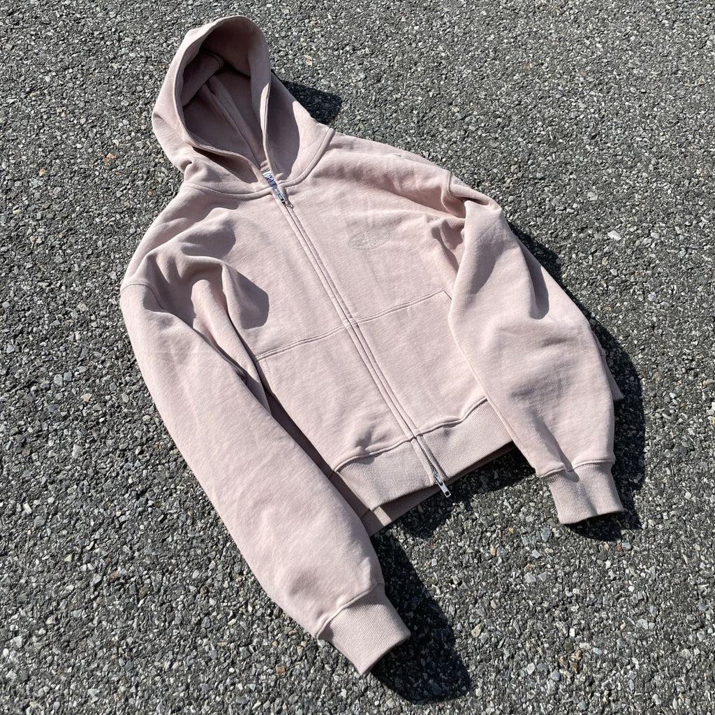 MUSHROOM GREY FRENCH TERRY ZIP HOODIE