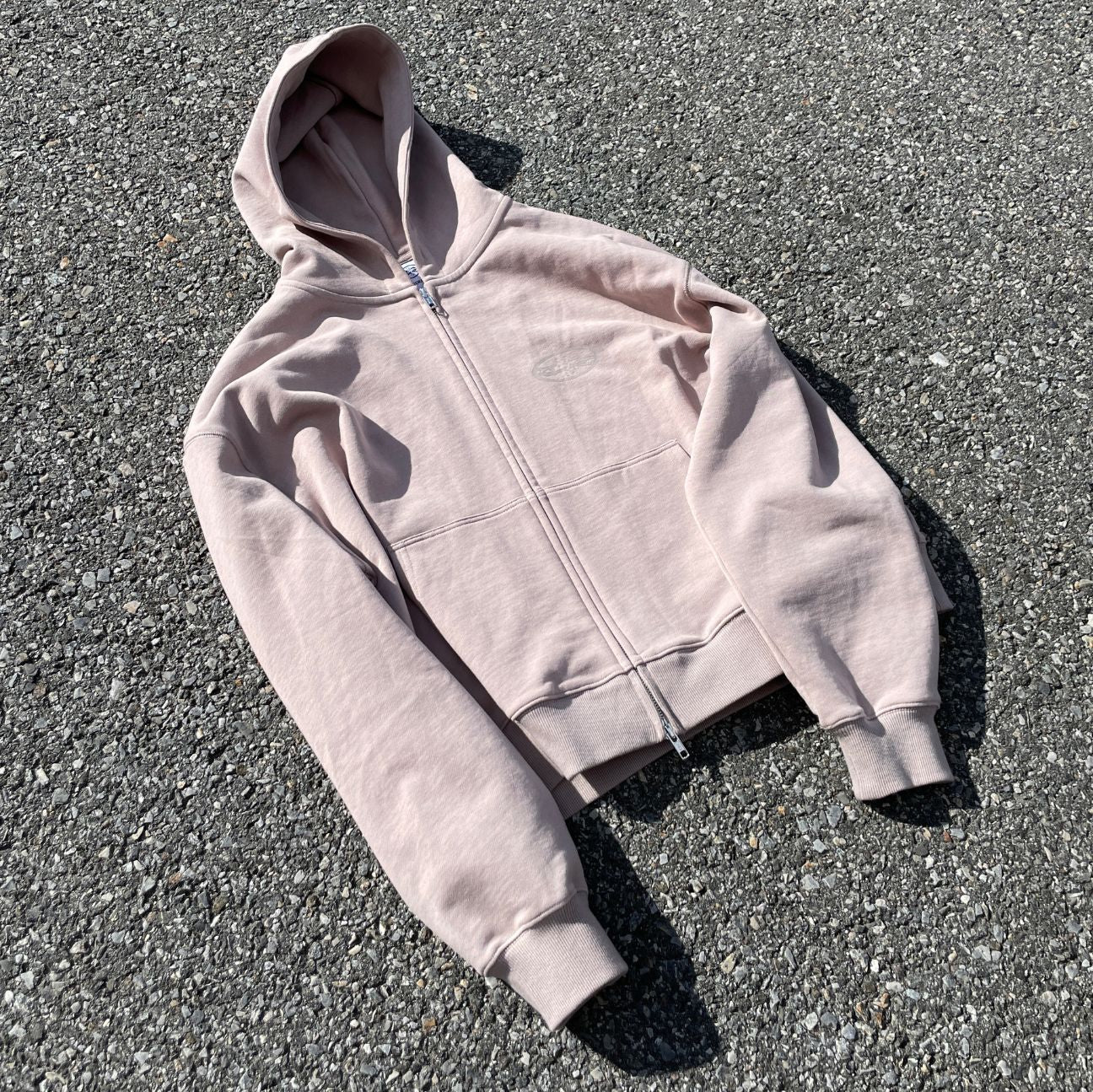 MUSHROOM GREY FRENCH TERRY ZIP HOODIE