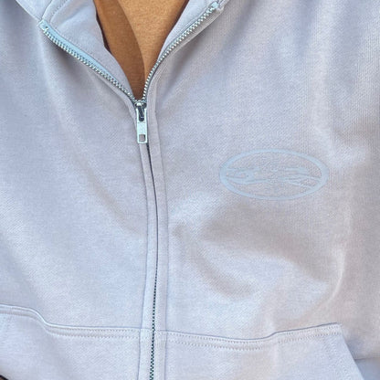 MUSHROOM GREY FRENCH TERRY ZIP HOODIE