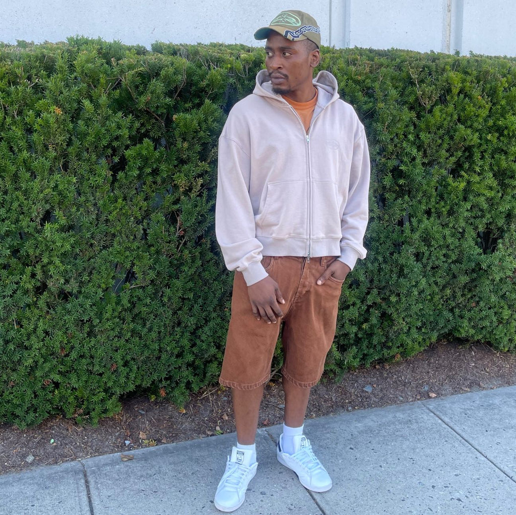 MUSHROOM GREY FRENCH TERRY ZIP HOODIE