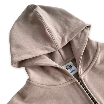MUSHROOM GREY FRENCH TERRY ZIP HOODIE