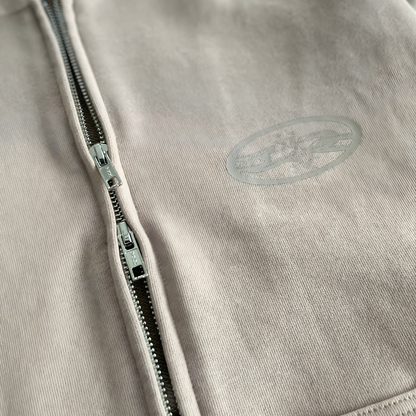 MUSHROOM GREY FRENCH TERRY ZIP HOODIE