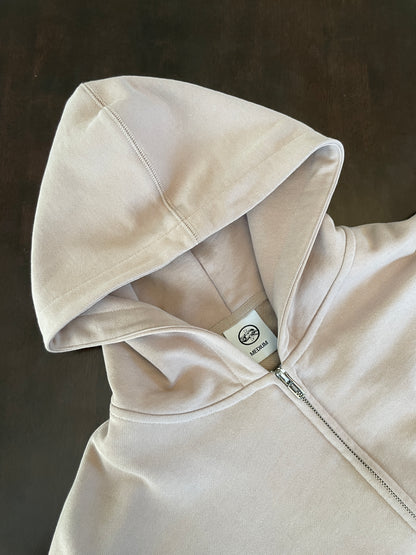 MUSHROOM GREY FRENCH TERRY ZIP HOODIE