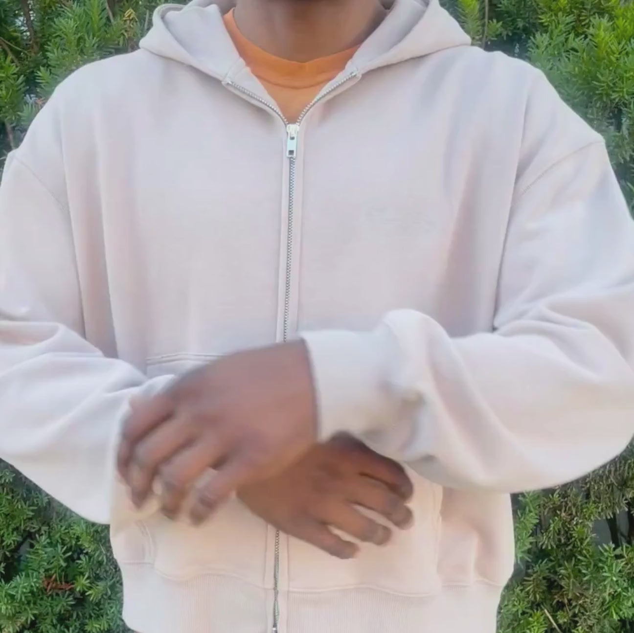 MUSHROOM GREY FRENCH TERRY ZIP HOODIE