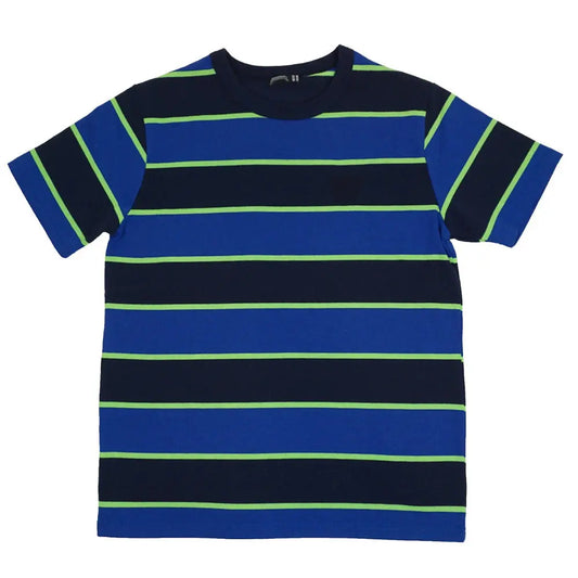 Front view of Blue , Lime Green, and Navy Blue Blank Fragment Heavyweight Short Sleeve T Shirt by Dumbsmart New York