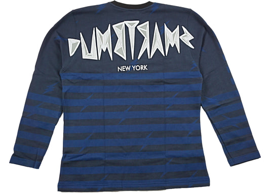 Back view of Blue Stripe Crewneck Sweater by Dumbsmart New York