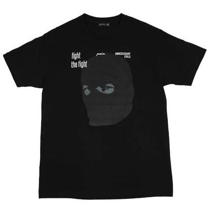 Front view of Black Fight the Fight Short Sleeve T Shirt by Dumbsmart New York