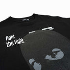 Front view of Black Fight the Fight Short Sleeve T Shirt by Dumbsmart New York