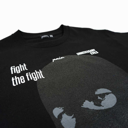Front view of Black Fight the Fight Short Sleeve T Shirt by Dumbsmart New York