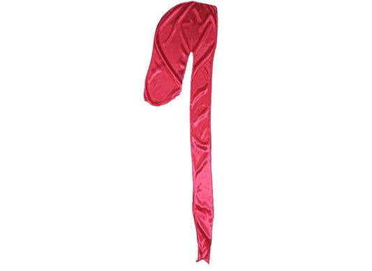 Side view of Fire Pink Silky Durag by Dumbsmart New York