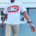 Front view of model wearing Fire, Desire Short Sleeve Men's T Shirt by DumbSmart New York