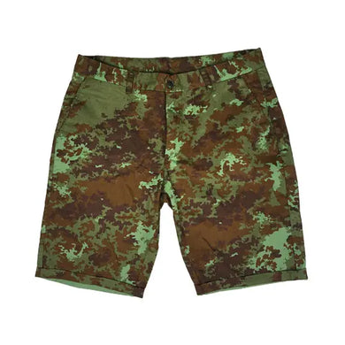 Front view of Green Camo Chino Shorts by Dumbsmart New York