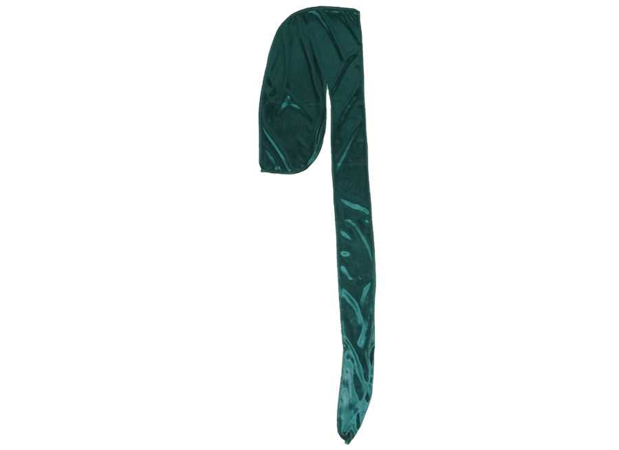 Side view of Forrest Green Silky Durag by Dumbsmart New York