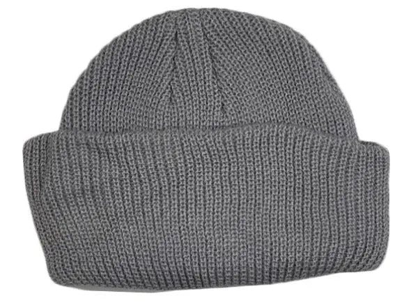 Front view of Light Grey Gray Beanie by Dumbsmart New York