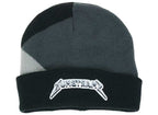 Front view of Grey Gray and Black Logo Beanie by Dumbsmart New York