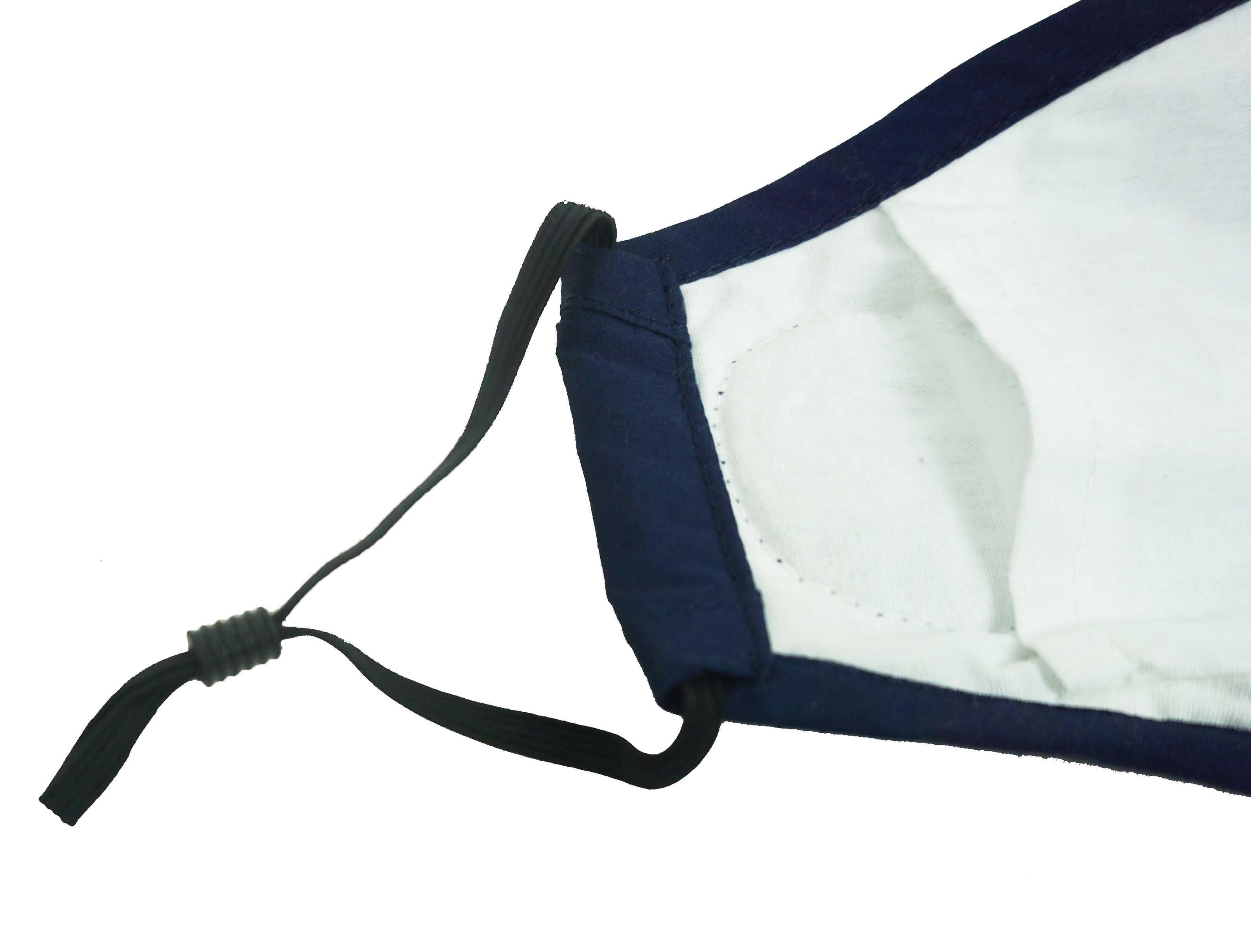 Inside view of Navy Blue Logo Covid-19 Mask by Dumbsmart New York