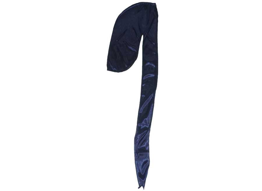 Side view of Navy Blue Silky Durag by Dumbsmart New York