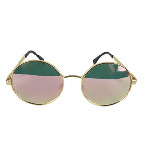 Front view of Pink Round Tinted Shades Glasses by Dumbsmart New York