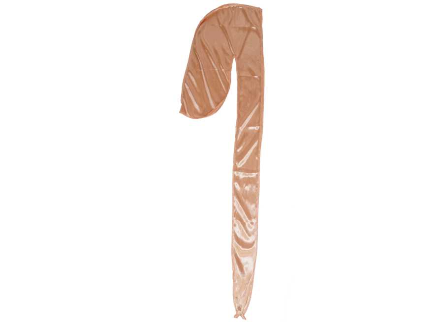 Side view of Salmon Pink Silky Durag by Dumbsmart New York