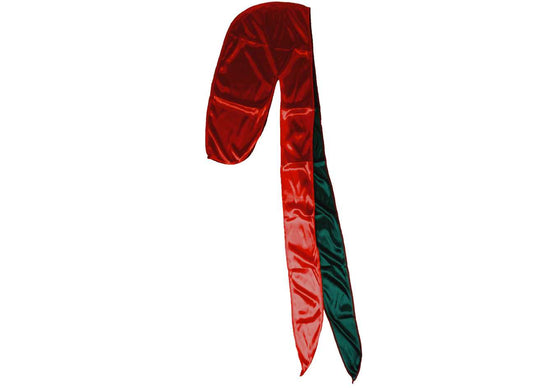Side view of Red and Green Two Tone Silky Durag by Dumbsmart New York